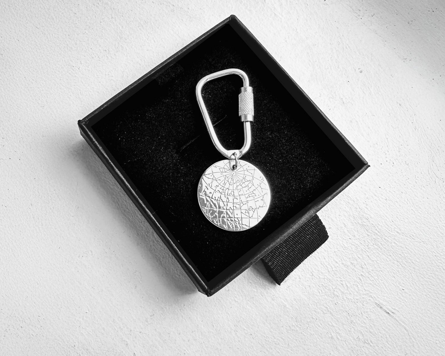 Night Sky Sterling Silver Caribiner Keyring
