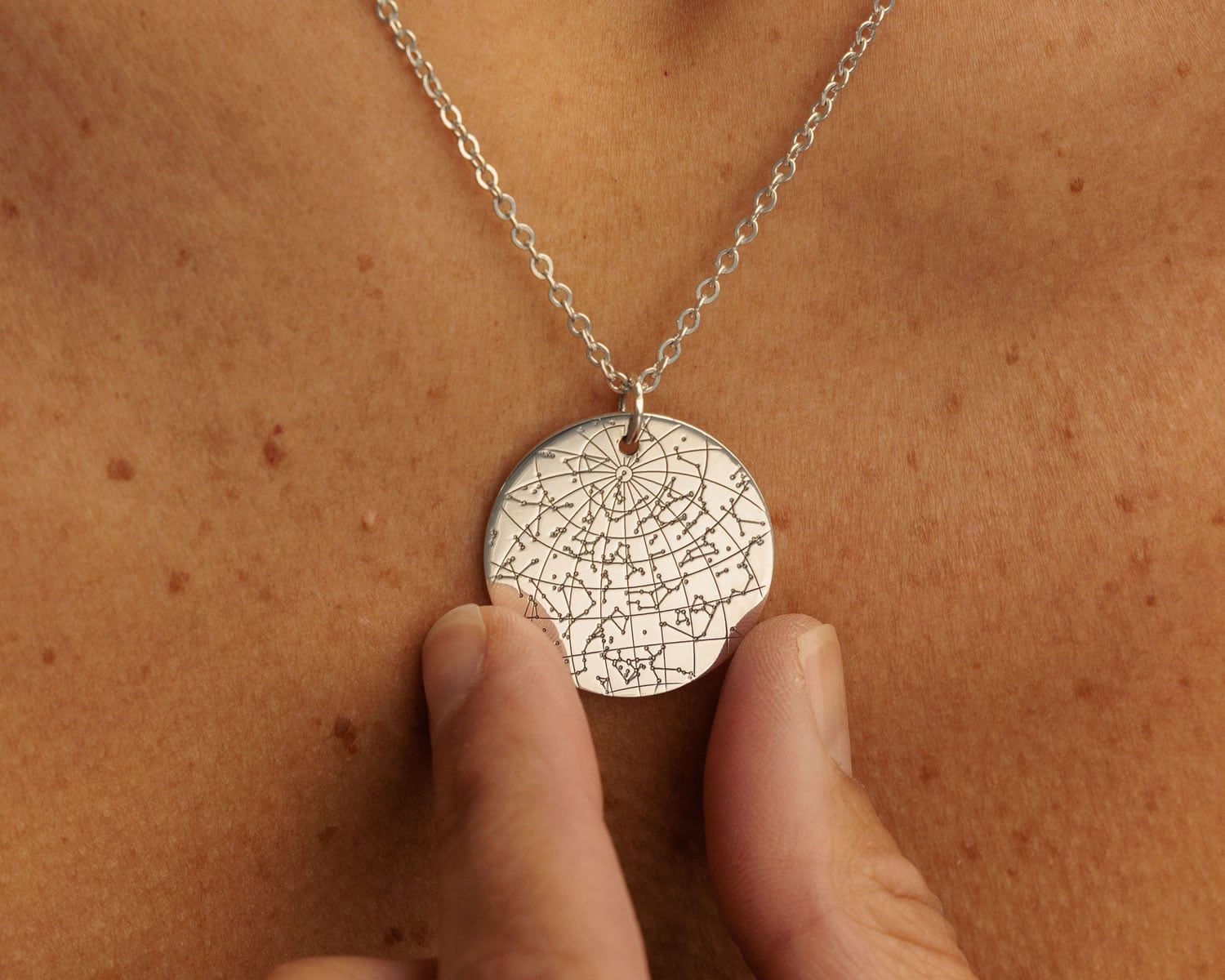 Night Sky Sterling Silver Star Map Necklace